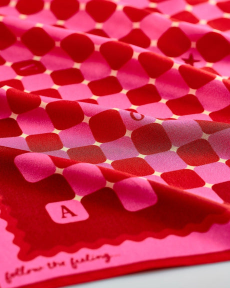 Pink & Red Checkers 100% Silk Scarf
