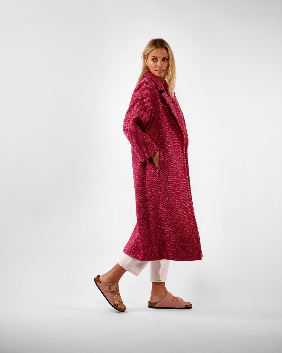Raspberry Light Donegal Wool & Mohair Coat