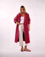 Raspberry Light Donegal Wool & Mohair Coat