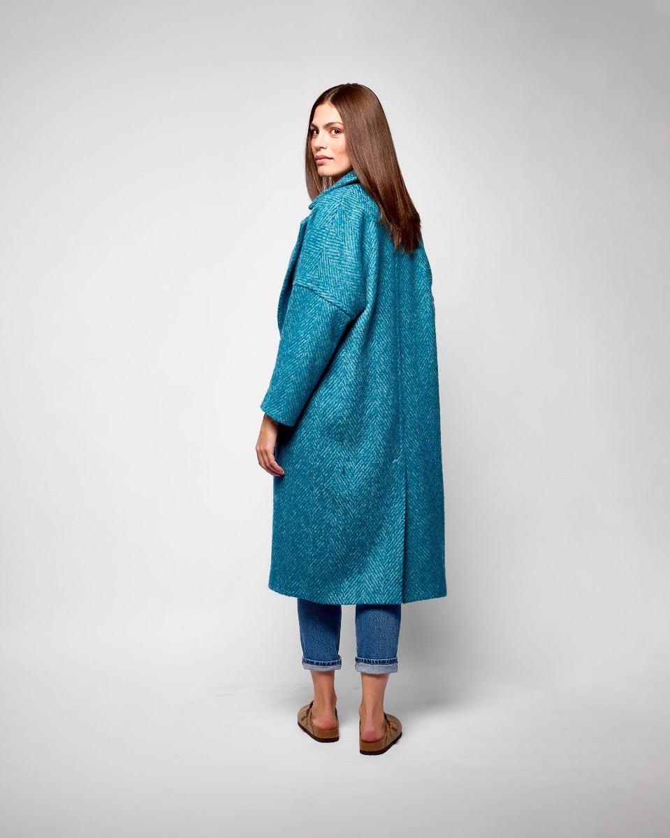 Turquoise Light Donegal Wool & Mohair Coat