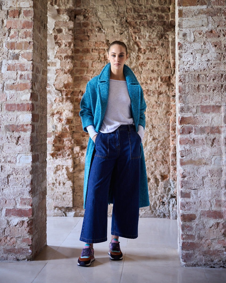 Turquoise Light Donegal Wool & Mohair Coat
