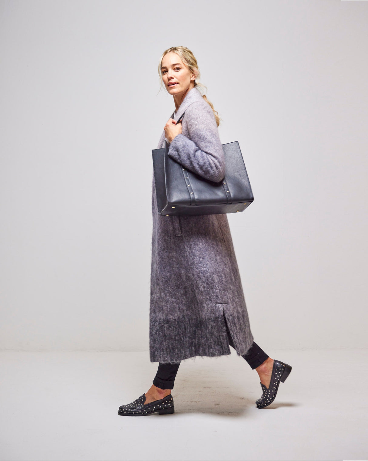 Ombre Grey Earth Brushed Mohair Coat