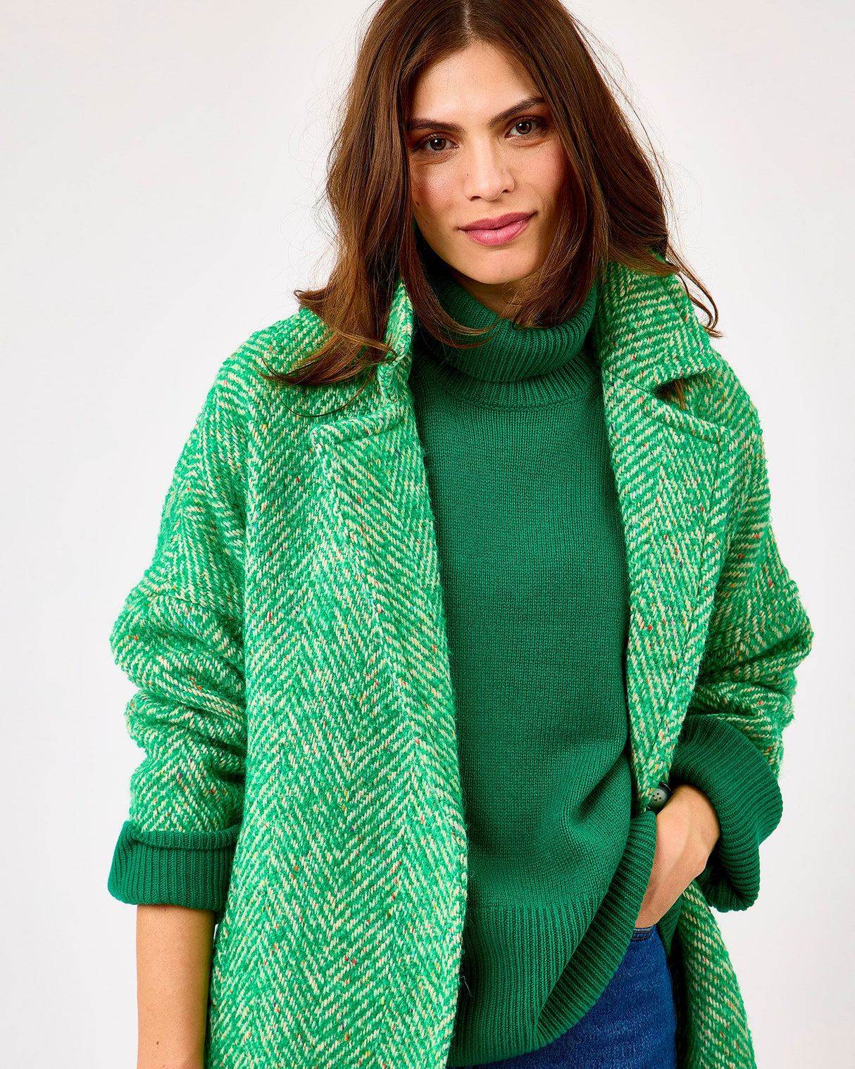 Oh My My Emerald Donegal Wool & Mohair Coat