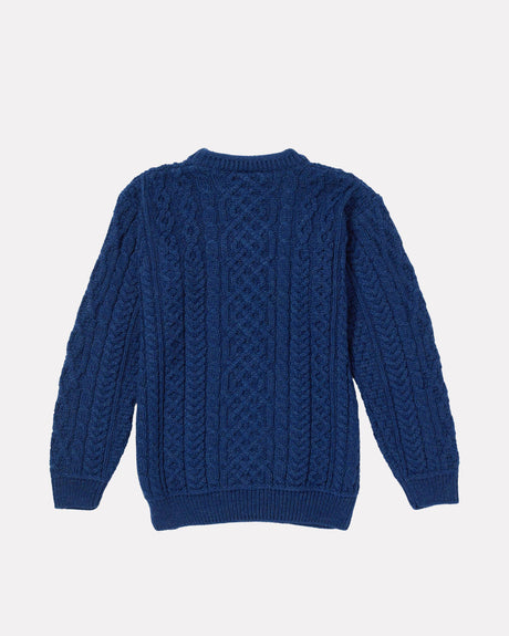 Navy-Aran-Merino-Wool-Knit-Sweater