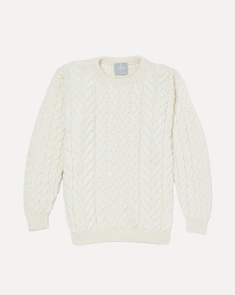 Cream-Aran-Merino-Wool-Knit-Sweater