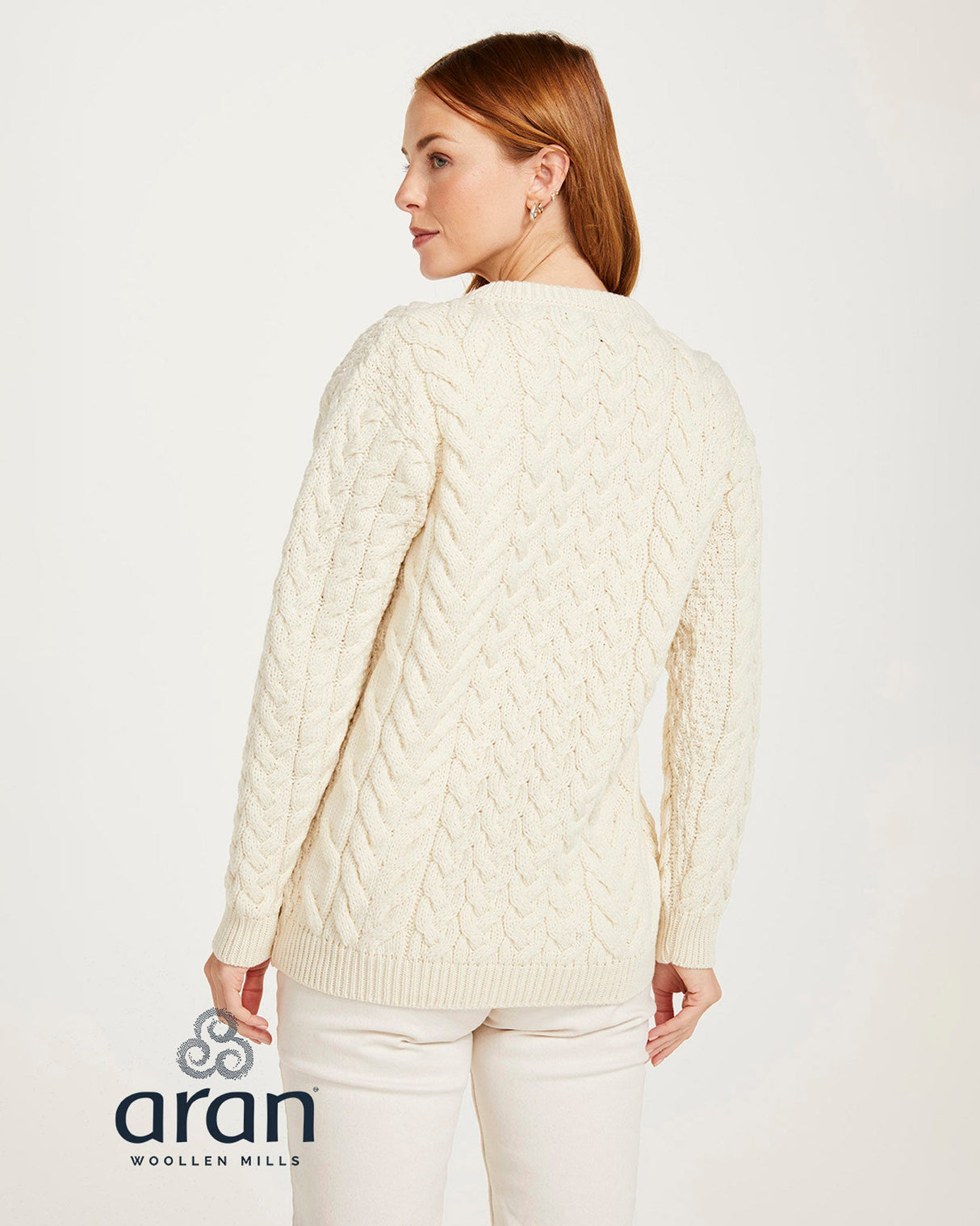 Cream-Aran-Merino-Wool-Knit-Sweater