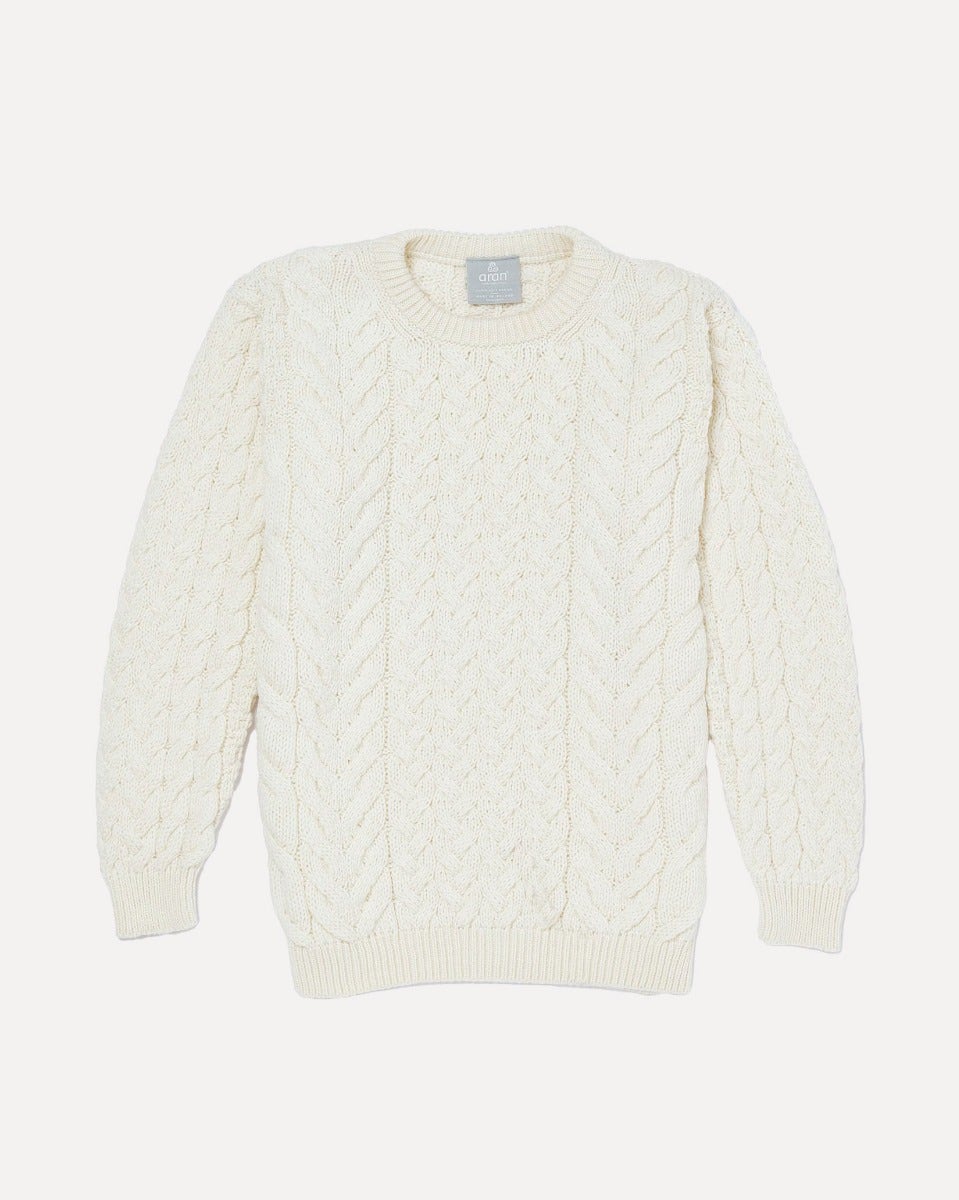 Cream Aran Merino Wool Knit Sweater