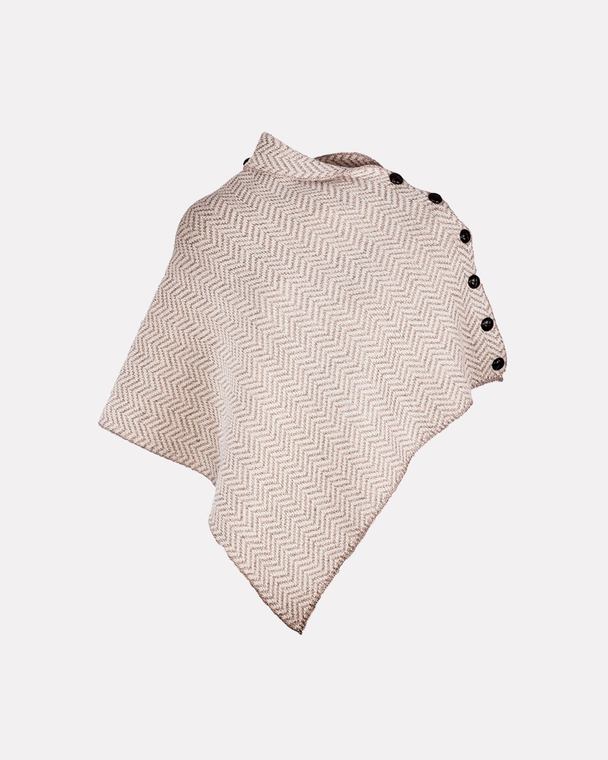 Beige-Aran-Merino-Wool-Herringbone-Poncho