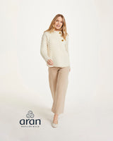 Cream Aran Merino Wool Asymmetric Cardigan