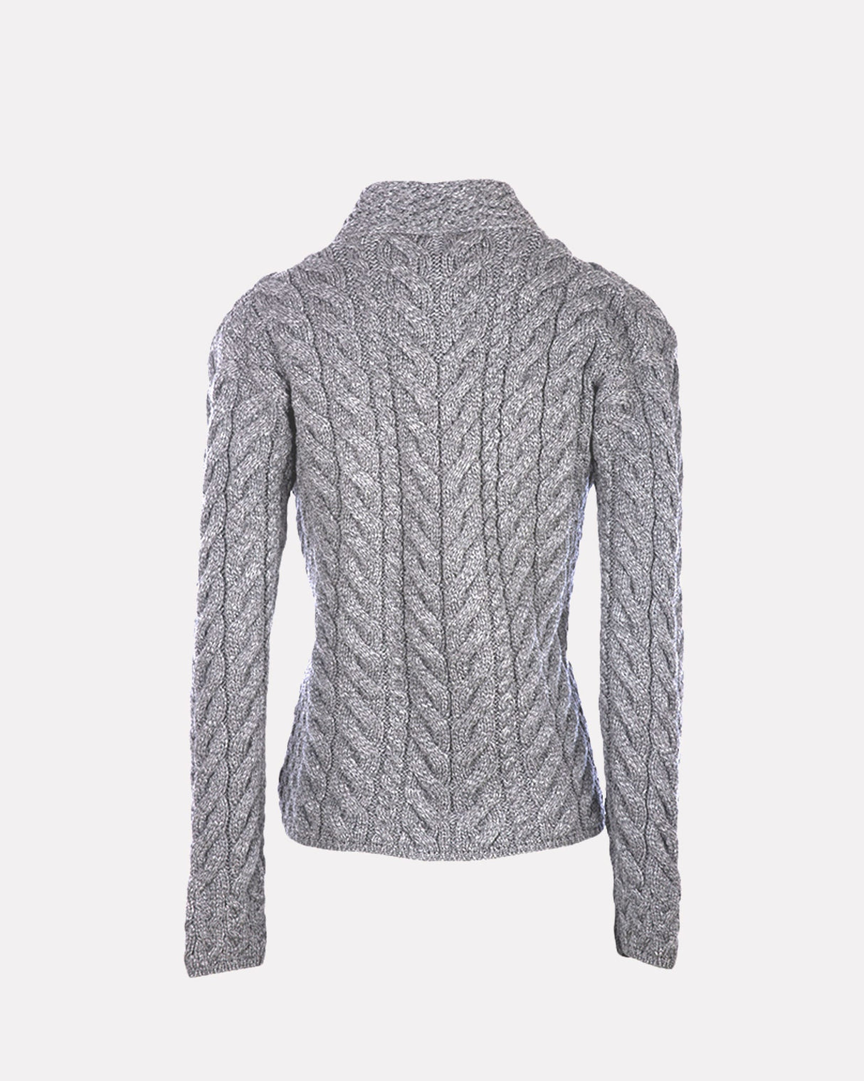 Grey-Aran-Merino-Wool-Asymmetric-Cardigan