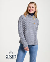 Grey Aran Merino Wool Asymmetric Cardigan