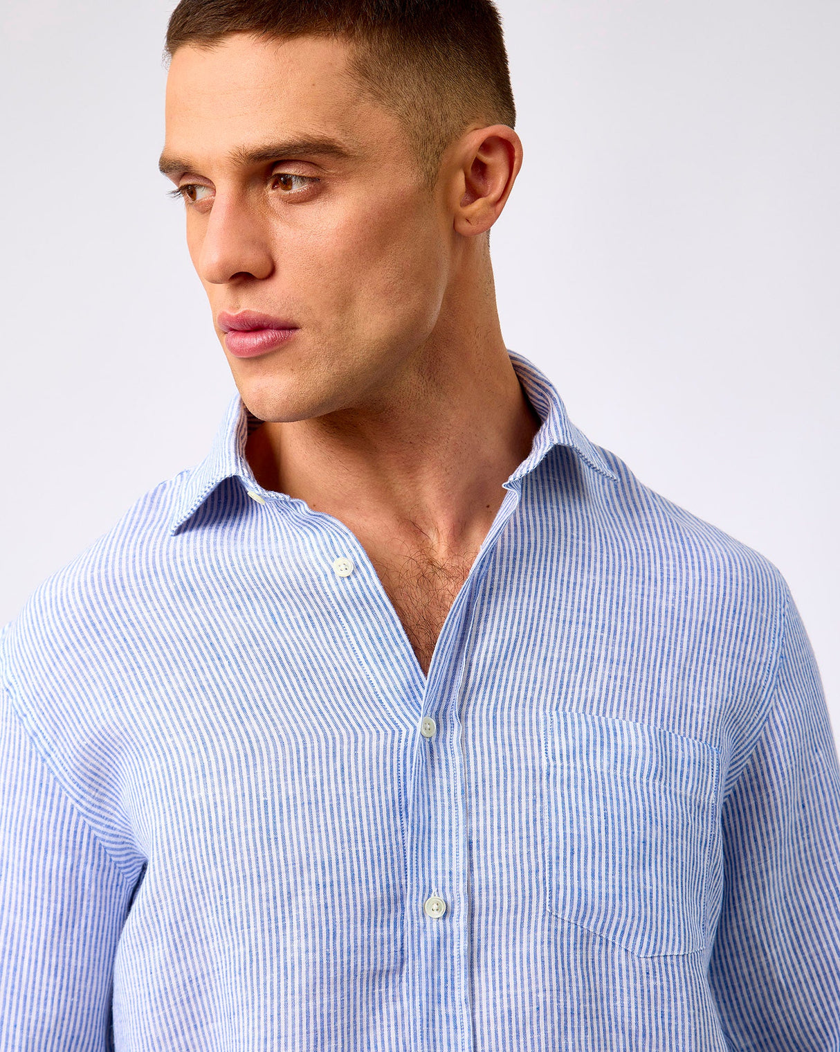 Blue & White Stripe Linen Paul Shirt