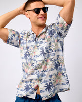 Blue-Palmito-Print-Short-Sleeve-Cotton-Shirt