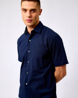 Navy-Pedro-Short-Sleeve-Cotton-Shirt