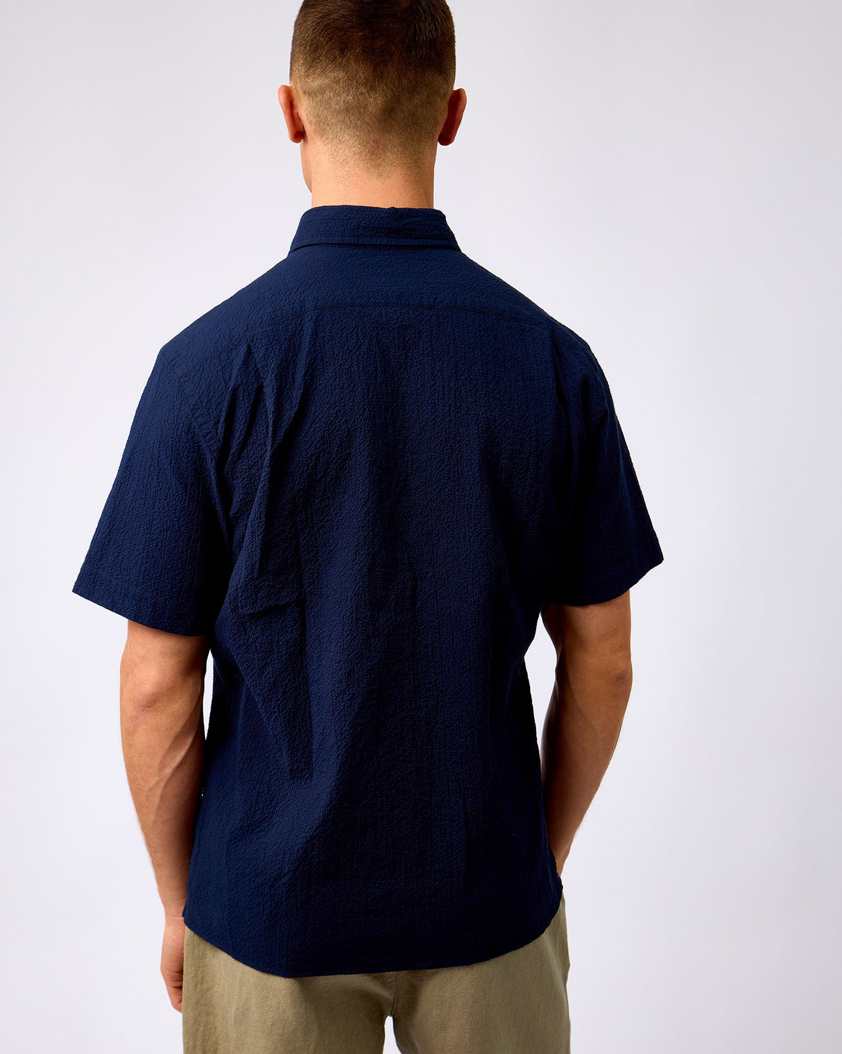 Navy Pedro Short Sleeve Cotton Shirt