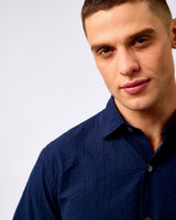 Navy Pedro Short Sleeve Cotton Shirt