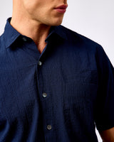Navy Pedro Short Sleeve Cotton Shirt