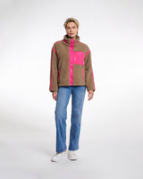 Toffee Pink Bisma Cropped Teddy Jacket