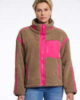 Toffee Pink Bisma Cropped Teddy Jacket