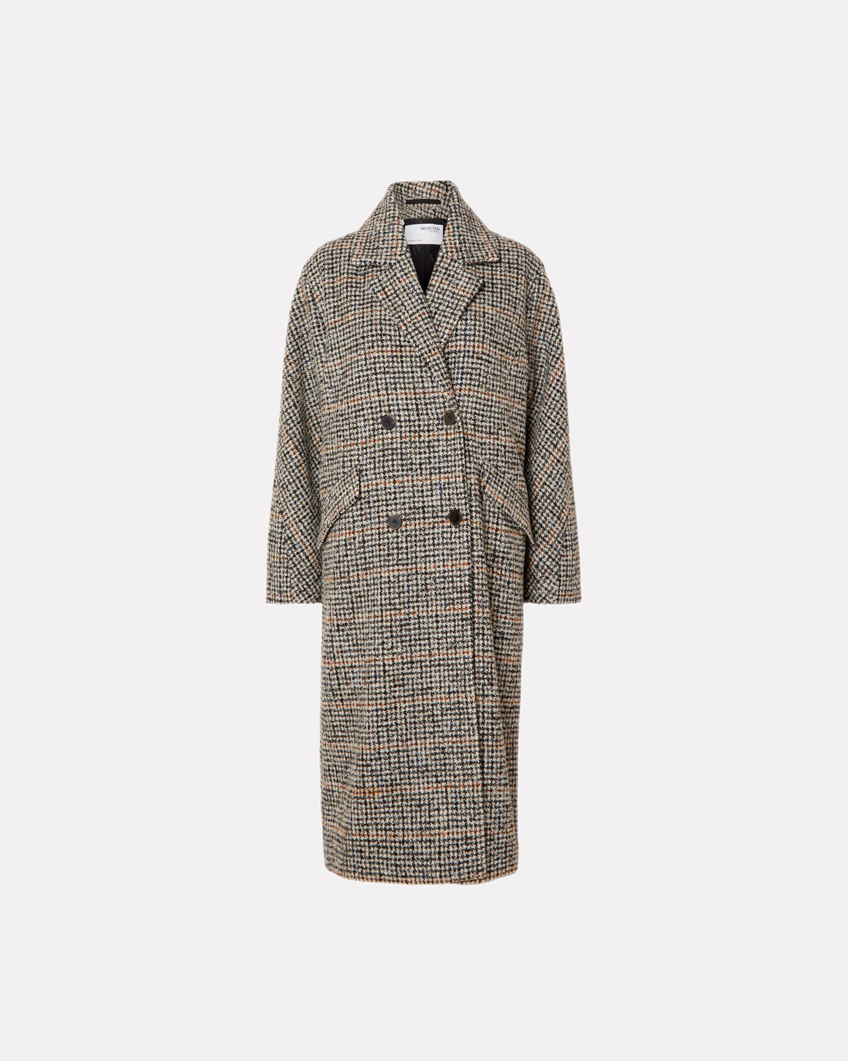 Black Check Element Wool Coat