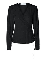 Black Ludwika Satin Wrap Top