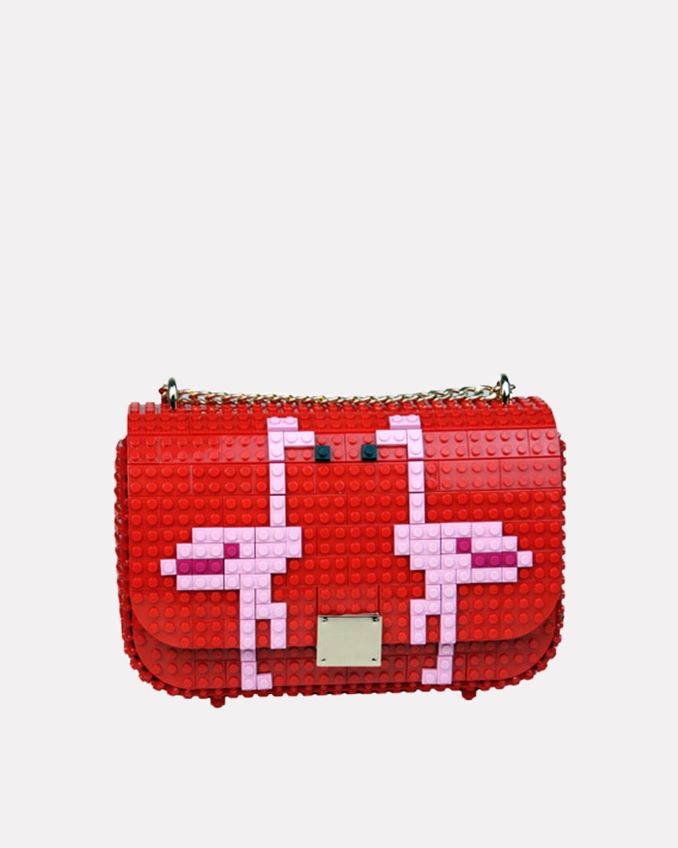 Flamingo-Red-Block-Flap-Bag