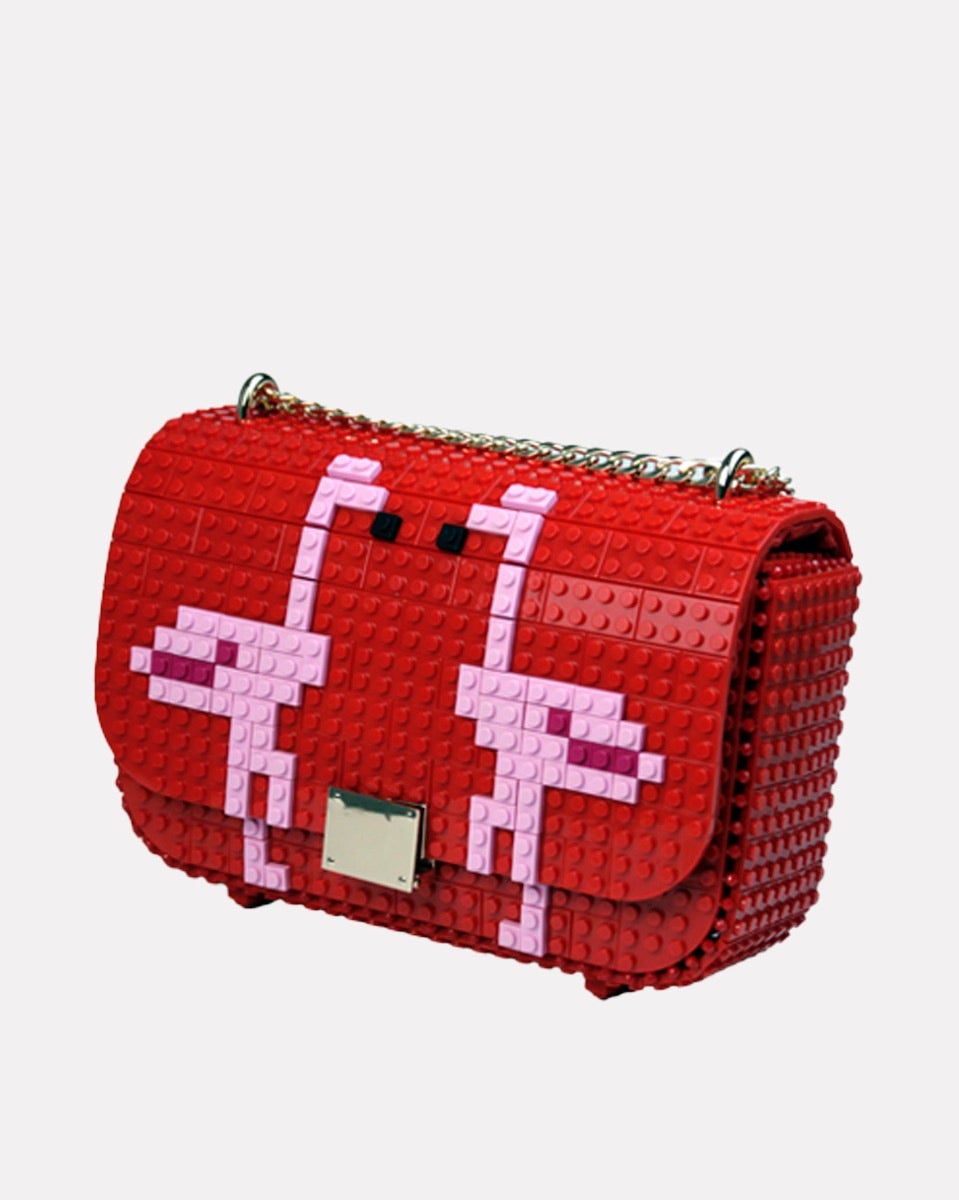Flamingo Red Block Flap Bag