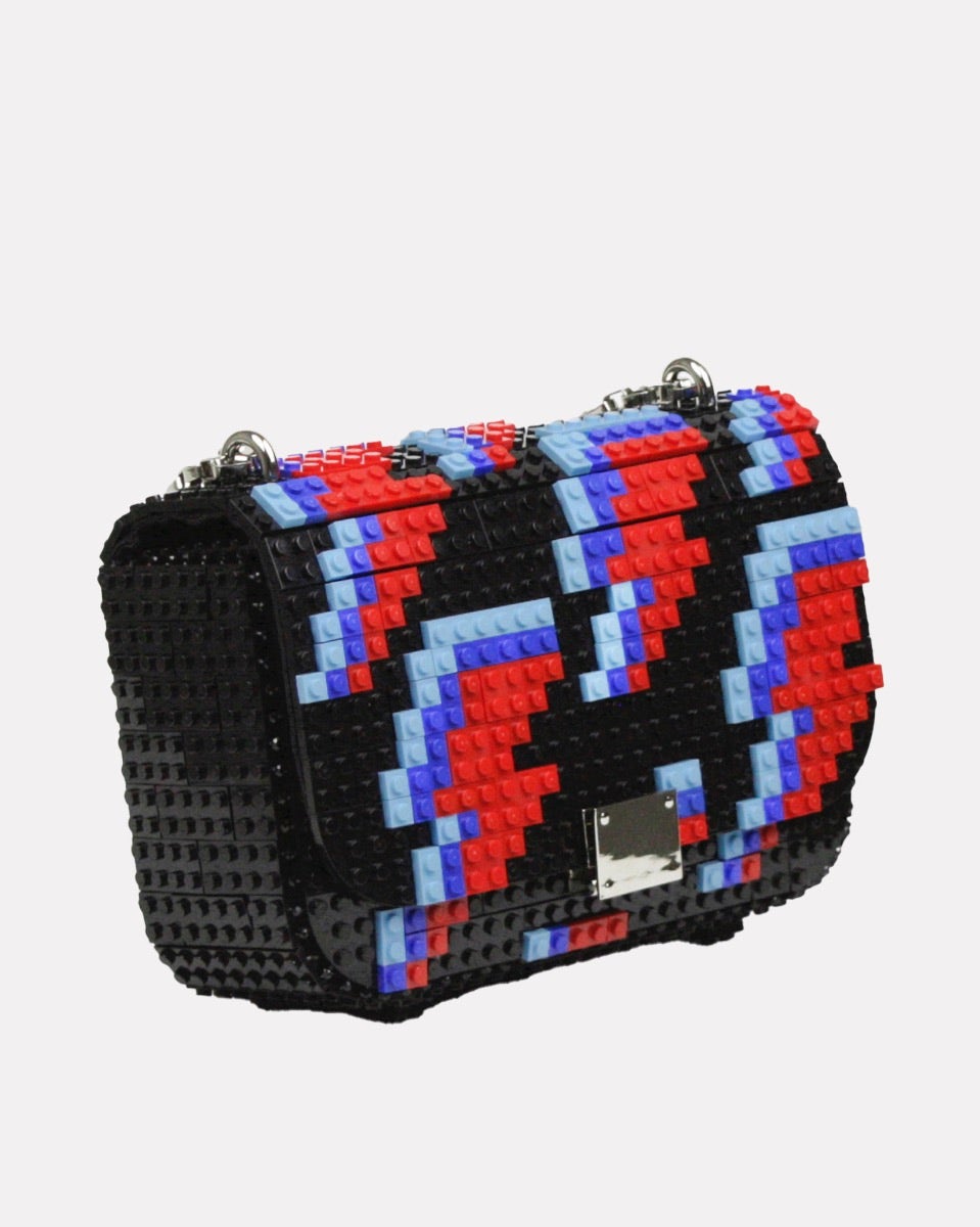 Lightening Bolt Black Block Flap Bag
