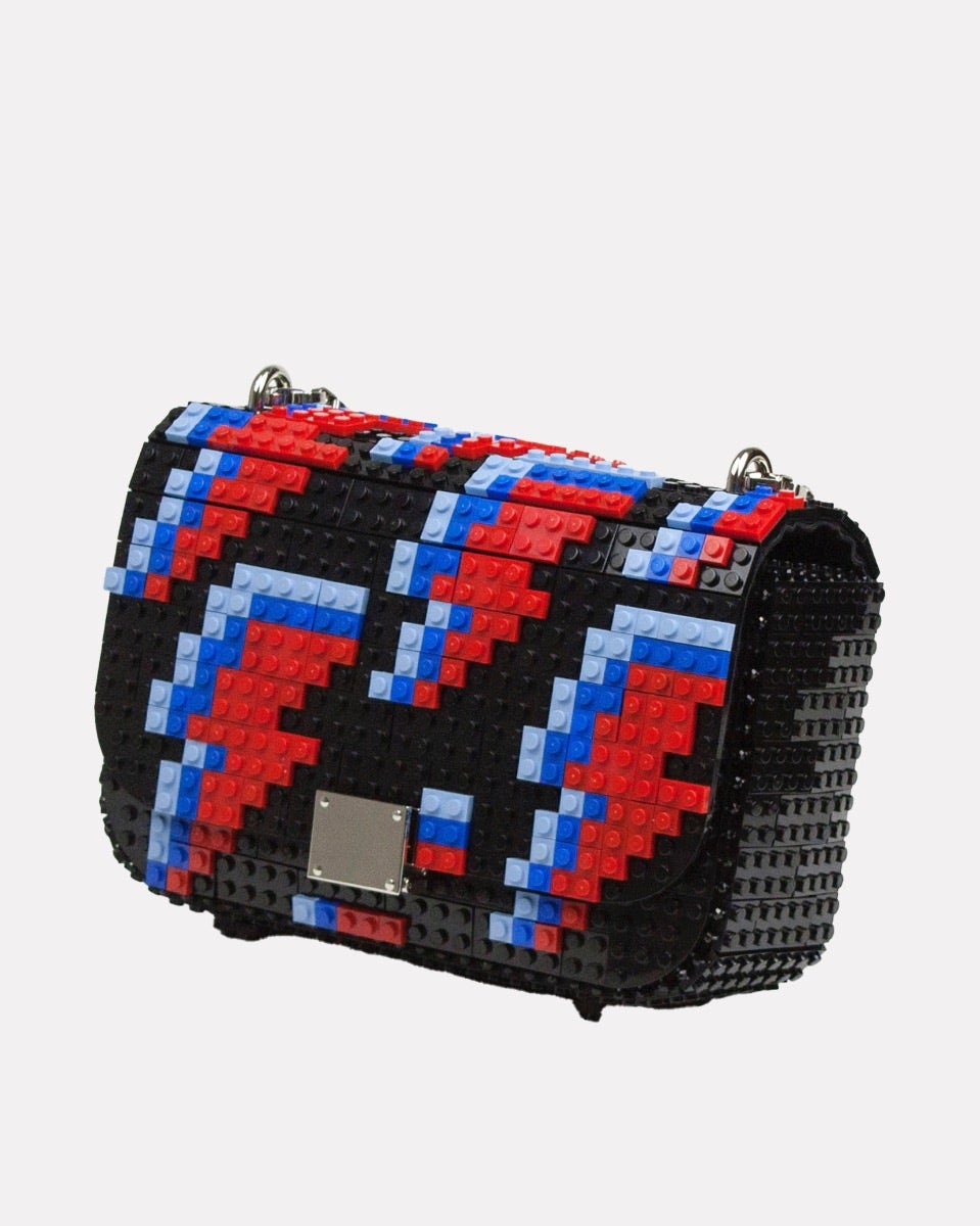 Lightening Bolt Black Block Flap Bag
