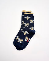 Navy-Glitter-Bees-Ankle-Socks