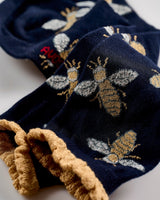 Navy-Glitter-Bees-Ankle-Socks