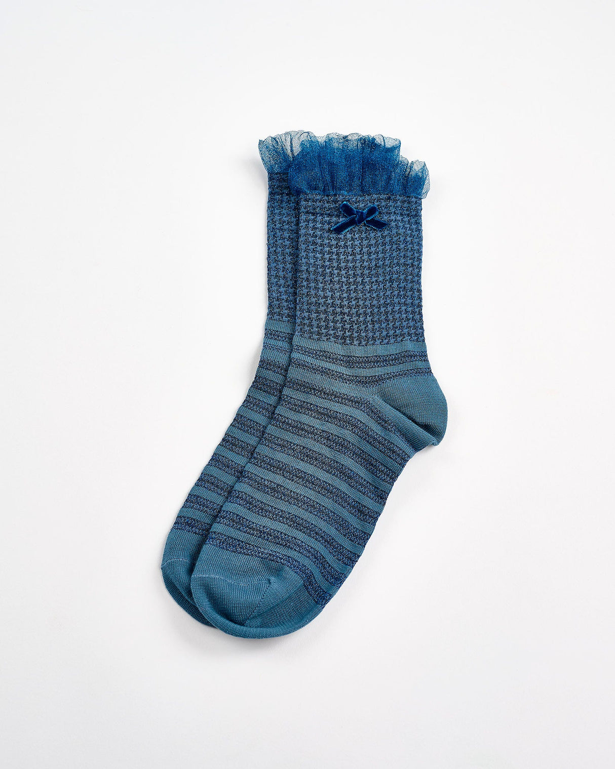 Navy-Frill-Glitter-Ankle-Socks