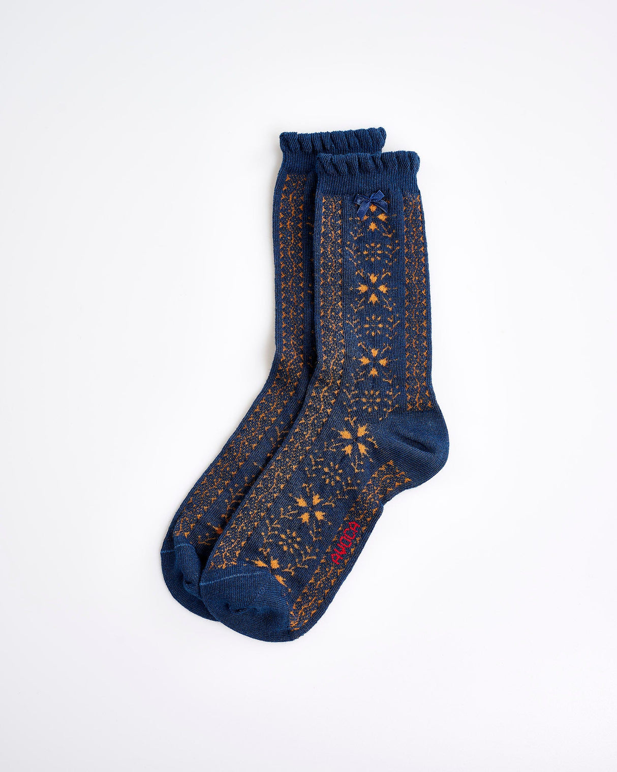 Navy-Neon-Orange-Ankle-Socks
