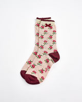Pink-Flower-Ankle-Socks