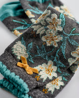 Teal-Grey-Flower-Ankle-Socks