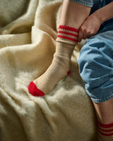 Camel & Red Cashmere Blend Women's Socks