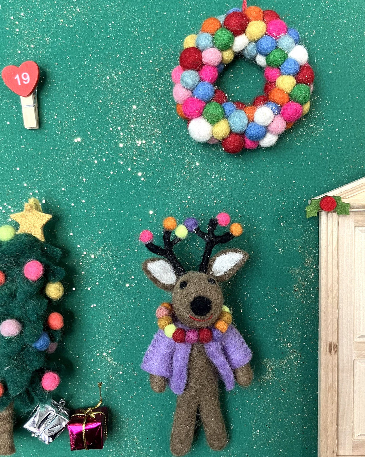 Handmade-Felt-Neon-Donner-Reindeer-Tree-Decoration