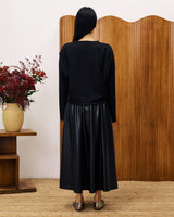 Black Bourdin Faux Leather Full Skirt