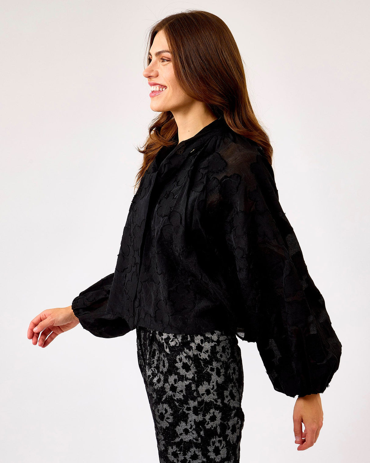 Black Estefan Puff Sleeve Blouse