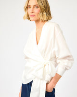 White Lunaqua Wrap Detail Cotton Top