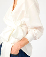 White Lunaqua Wrap Detail Cotton Top