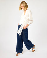 White Lunaqua Wrap Detail Cotton Top