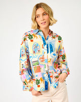 Water's-Edge-Print-Topaze-Pleated-Sleeve-Shirt