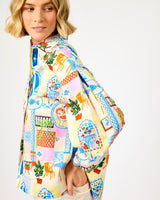 Water's-Edge-Print-Topaze-Pleated-Sleeve-Shirt