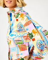Water's Edge Print Topaze Pleated Sleeve Shirt