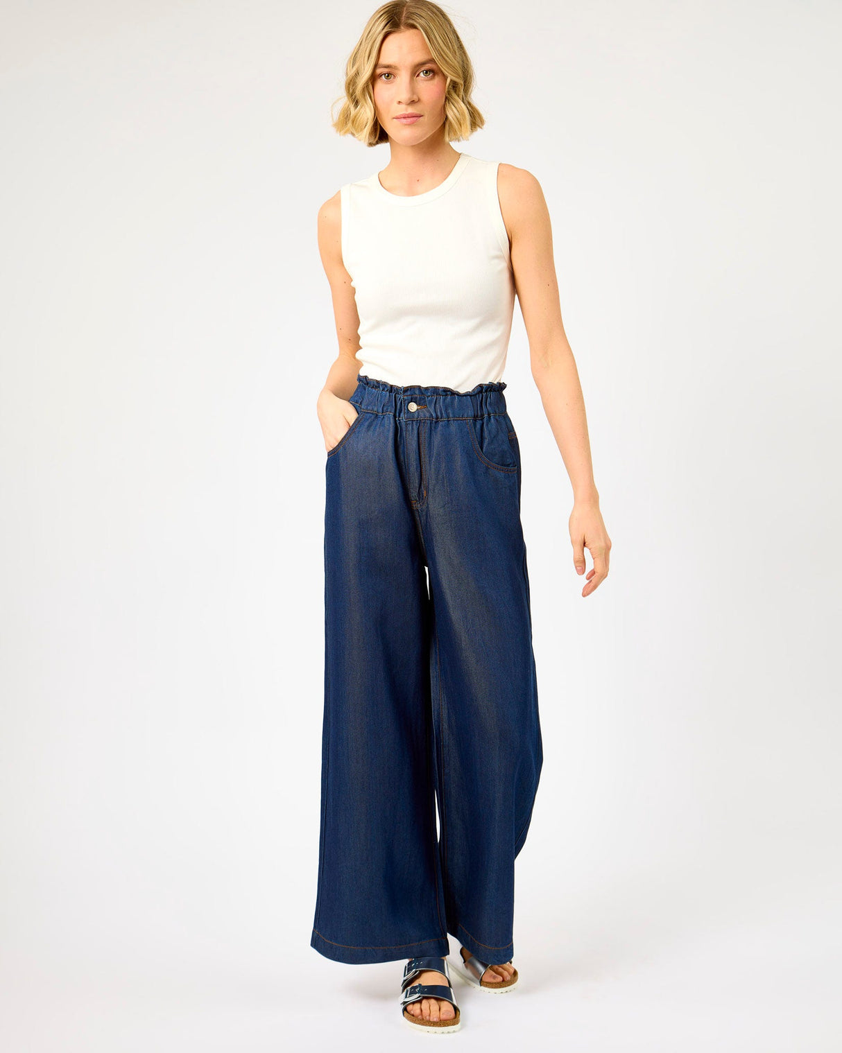 Navy Blue Lusitania Wide Leg Pants