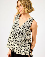 Black-Cream-Navagio-Sleeveless-Side-Tie-Top