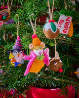 Handmade Felt Character Christmas Tree Baubles - Pack of 5