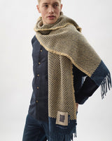 Navy Chevron Tweed Donegal Wool & Mohair Scarf
