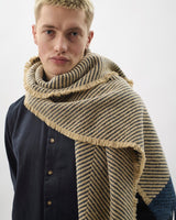 Navy Chevron Tweed Donegal Wool & Mohair Scarf